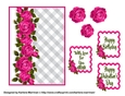 Roses on Gingham Card Topper - Hot Pink