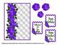 Roses on Gingham Card Topper - Purple