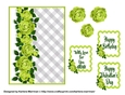 Roses on Gingham Card Topper - Green