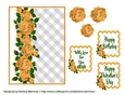 Roses on Gingham Card Topper - Orange