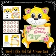 3D A Frame Cat Card - Sweet Little Girl Birthday Card