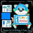 3D A Frame Cat Card - 1st Birthday Rainbow Boy Card