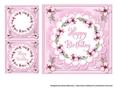 Circular Wreath Card Topper & Gift Card - Pink Happy Birthday