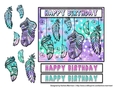 Happy Birthday  Feathers Watercolor Card Topper