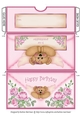 Pink Floral Bear Voucher/Money Envelope/Wallet/Pocket - Happy Birthday Grandaughter