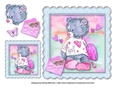 Sending Love Bear Card Topper and Gift Tag - Aqua & Pink