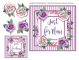 4 Flower Striped Card Topper & Gift Tag - Mum