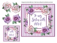 4 Flower Striped Card Topper & Gift Tag - Sister