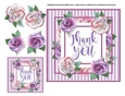 4 Flower Striped Card Topper & Gift Tag - Thank You