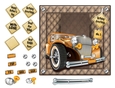 Male Car on Card Topper - Vintage Amber