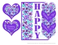 Bright Birthday Heart card Topper and Gift Card. - Purple