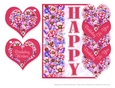 Bright Birthday Heart card Topper and Gift Card. - Red