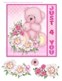 Pink Pastel Bear Card - Just for You