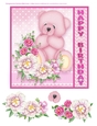 Pink Pastel Bear Card - Happy Birthday