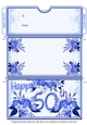 Age Floral Money/Voucher/Gift Wallet/Pocket/Envelope - 50th Birthday - Blue