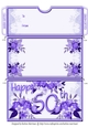 Age Floral Money/Voucher/Gift Wallet/Pocket/Envelope - 50th Birthday - Purple