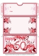 Age Floral Money/Voucher/Gift Wallet/Pocket/Envelope - 50th Birthday - Red