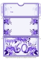 Age Floral Money/Voucher/Gift Wallet/Pocket/Envelope - 60th Birthday - Purple