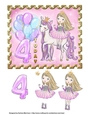 Pretty Unicorn Princess Card Topper - Age 4