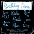Two Colour Powder Puff Words - Aqua Blue