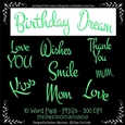Two Colour Powder Puff Words - Green