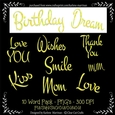 Two Colour Powder Puff Words - Yellow Green
