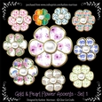 Gold Bevelled Flowers and Pearl Centres - Set 1 - Flower Mix