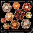 Gold Bevelled Flowers and Pearl Centres - Set 2 - Autumn