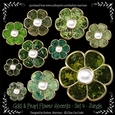 Gold Bevelled Flowers and Pearl Centres - Set 4 - The Jungle