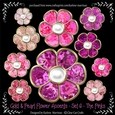 Gold Bevelled Flowers and Pearl Centres - Set 6 - The Pinks