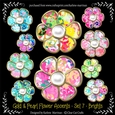 Gold Bevelled Flowers and Pearl Centres - Set 7 - The Brights