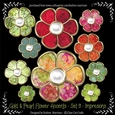 Gold Bevelled Flowers and Pearl Centres - Set 9 - Impressionist