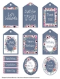 Floral Tags and Sentiments on Denim Blue Gift Tags