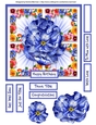 4 Square Flower Card Topper - Blue