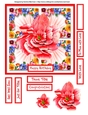 4 Square Flower Card Topper - Red