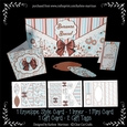 Envelope Look Floral Card Set - Blue & Brown