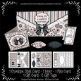 Envelope Look Floral Card Set - Grunge Texture