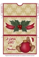 Holly and Bear Christmas Money/Gift/Voucher Wallet/Pocket or Envelope