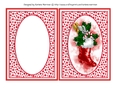 Christmas Red Oval Front Card Topper & Inner - Christmas Stocking