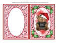 Christmas Red Oval Front Card Topper  & Inner - Teddy Bear