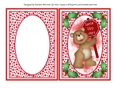 Christmas Red Oval Front Card Topper & Inner - Santa Stop Here