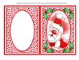 Christmas Red Oval Front Card Topper & Inner - Santa is Here