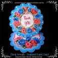 Blue Floral Wreath - Scalloped Easel Card