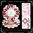 Butterfly Wreath - Red - Scalloped Easel Card