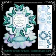 Butterfly Wreath - Turquoise - Scalloped Easel Card