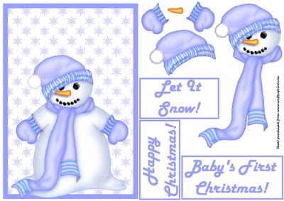 Baby's First Christmas Snowman - Blue