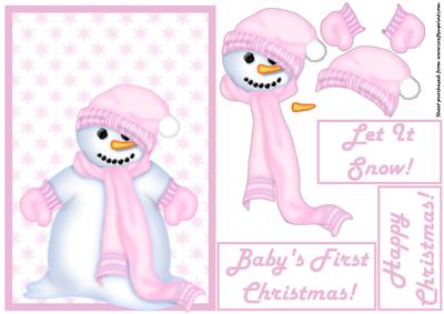Baby's First Christmas Snowman - Pink