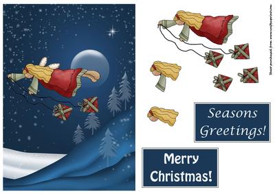 Flying Christmas Angel with Gifts