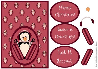 Cute Penguin with Skis and Ear Muffs