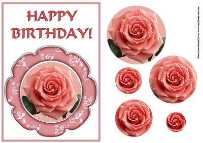 Pink Rose in Scalloped Circular Frame
